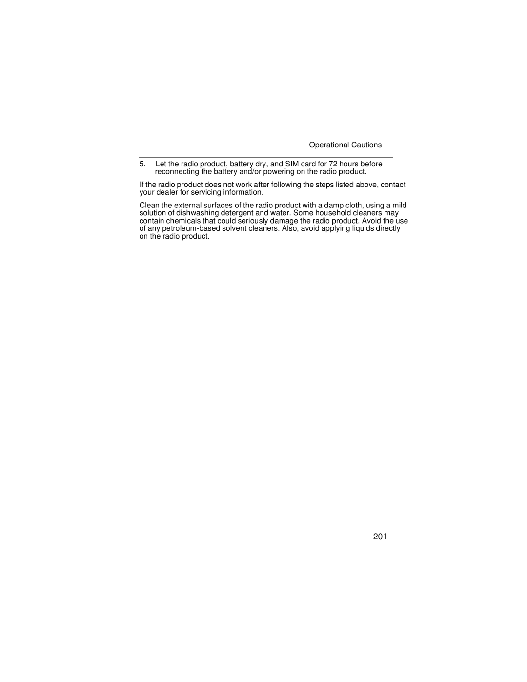 Motorola i90c manual 201, Operational Cautions 