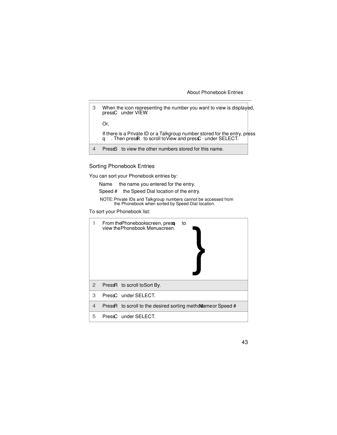 Motorola i90c manual Sorting Phonebook Entries, About Phonebook Entries 