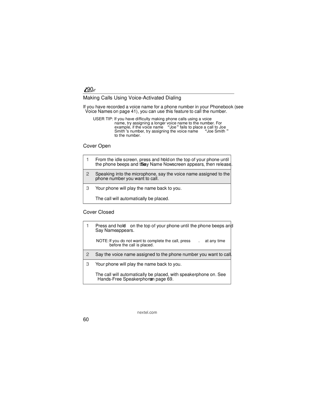 Motorola i90c manual Making Calls Using Voice-Activated Dialing 