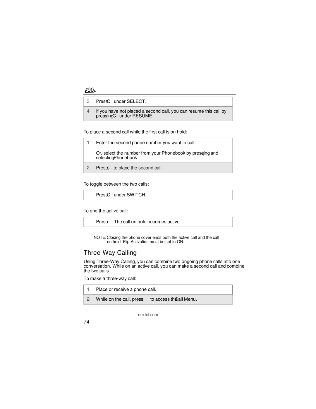 Motorola i90c manual Three-Way Calling 