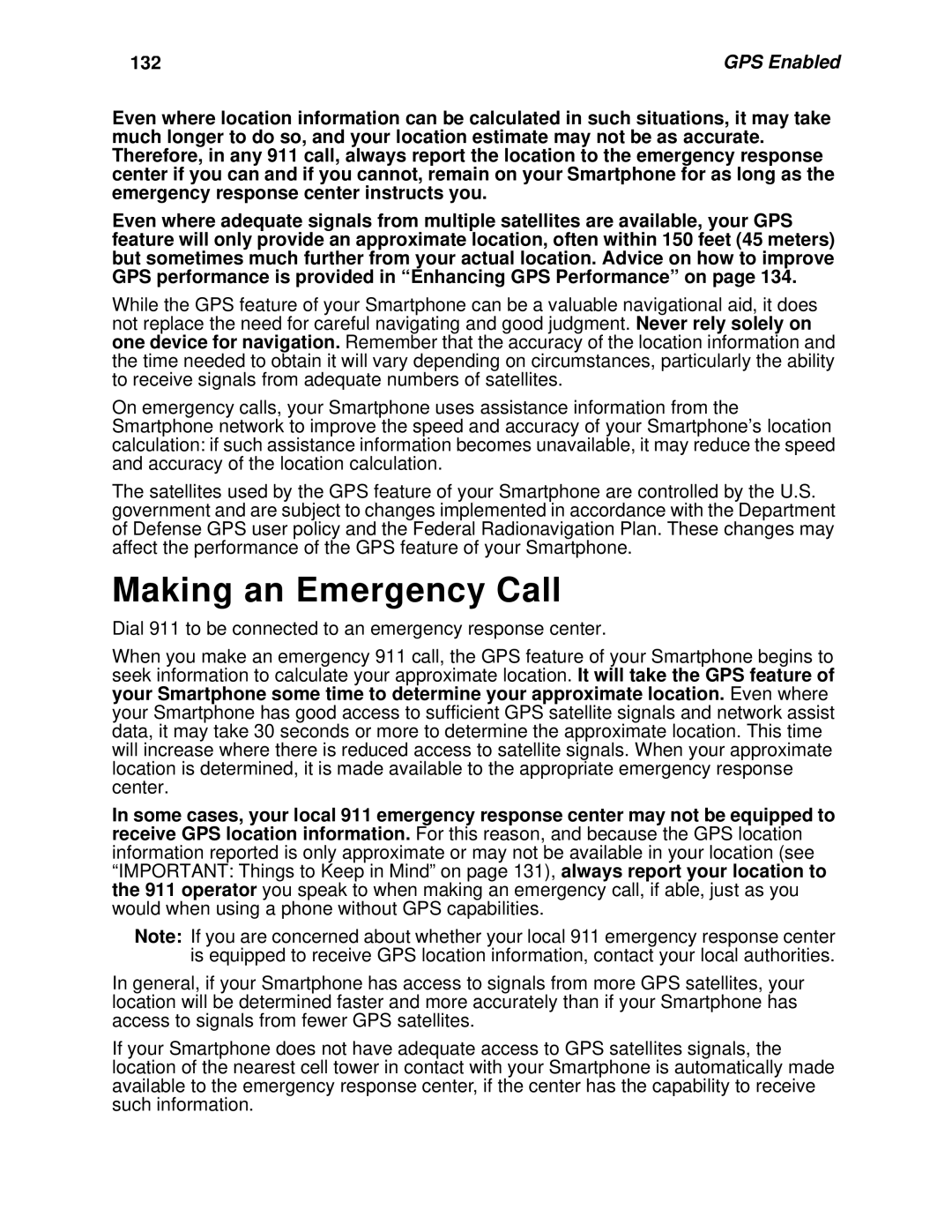 Motorola i930 manual Making an Emergency Call, 132 