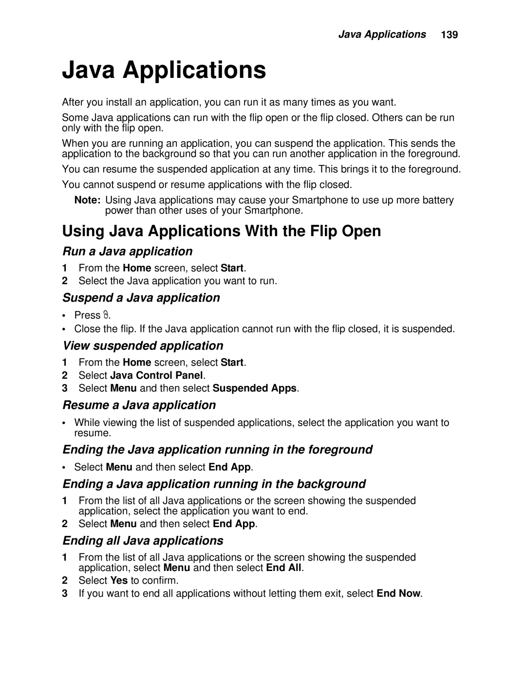 Motorola i930 manual Using Java Applications With the Flip Open 