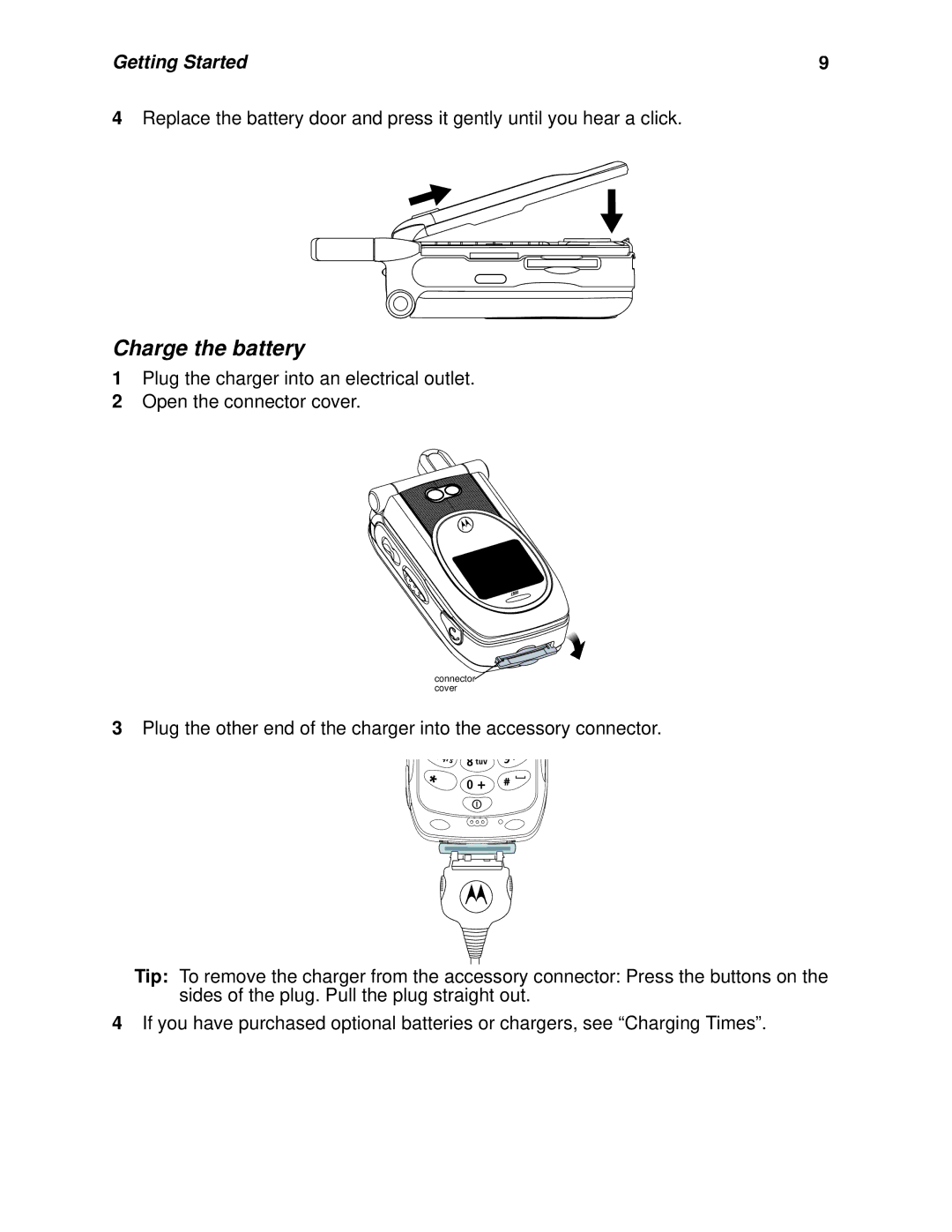 Motorola i930 manual Charge the battery 