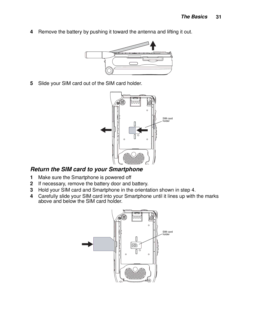 Motorola i930 manual Return the SIM card to your Smartphone 