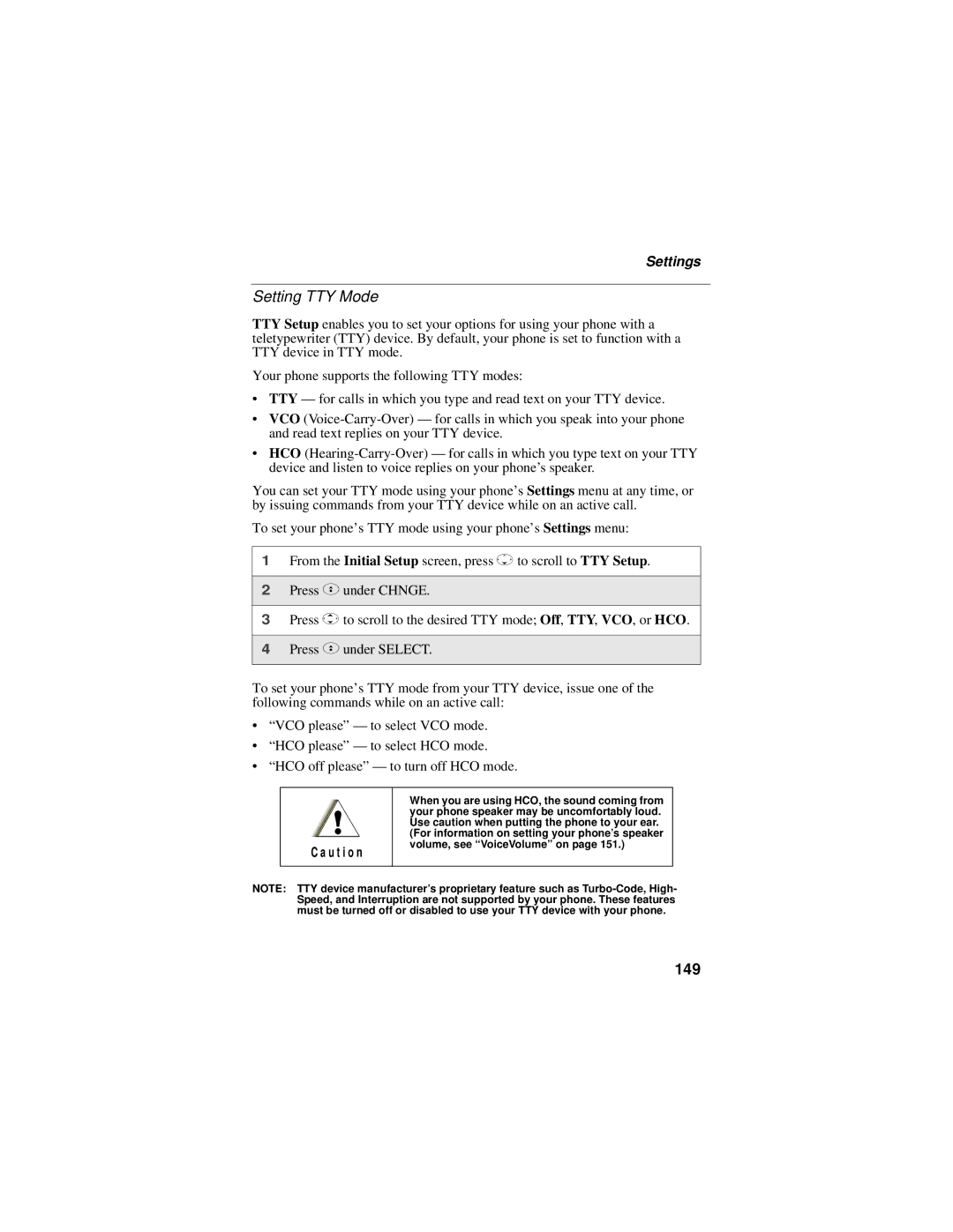 Motorola i95cl manual Setting TTY Mode, 149 