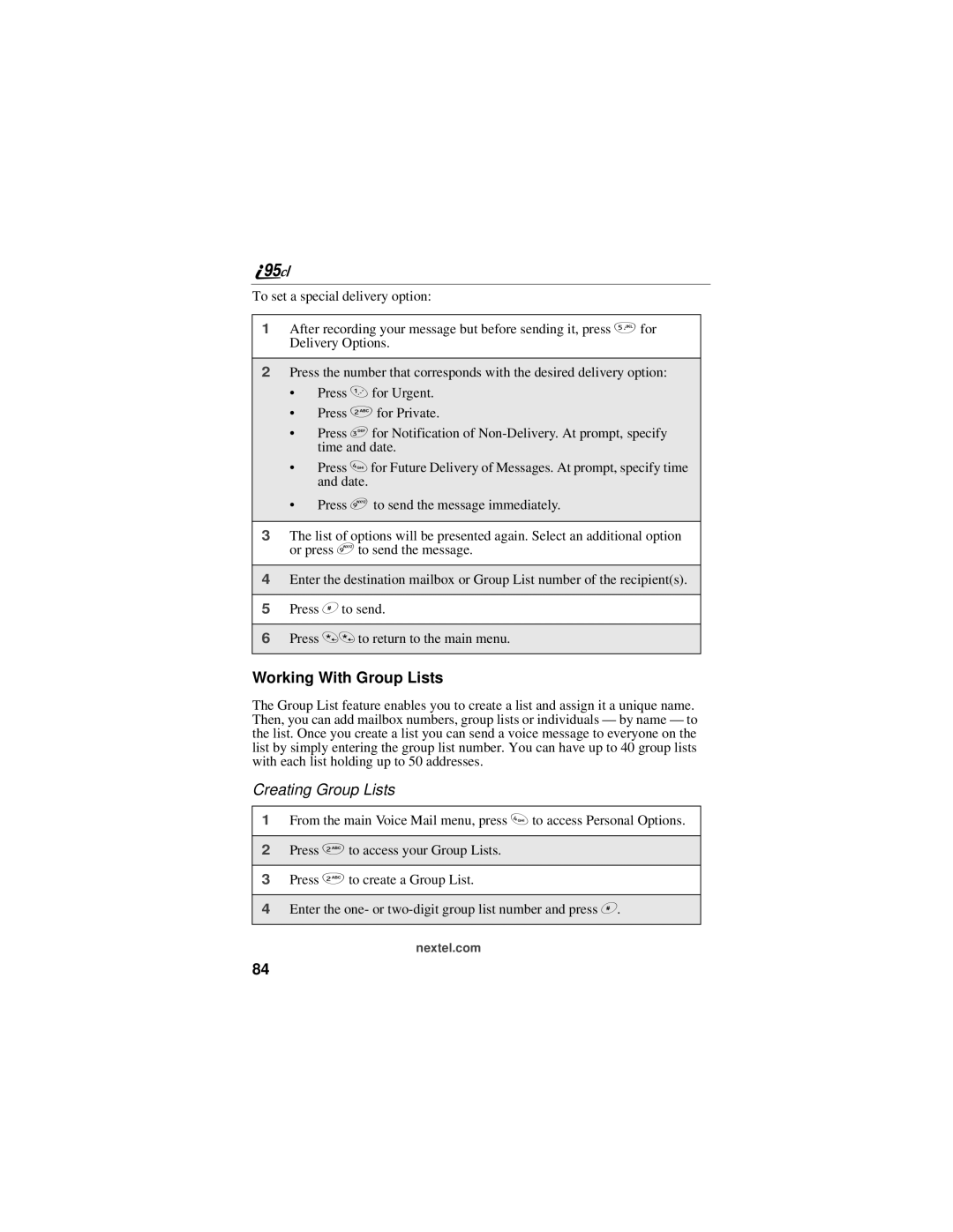 Motorola i95cl manual Working With Group Lists, Creating Group Lists 