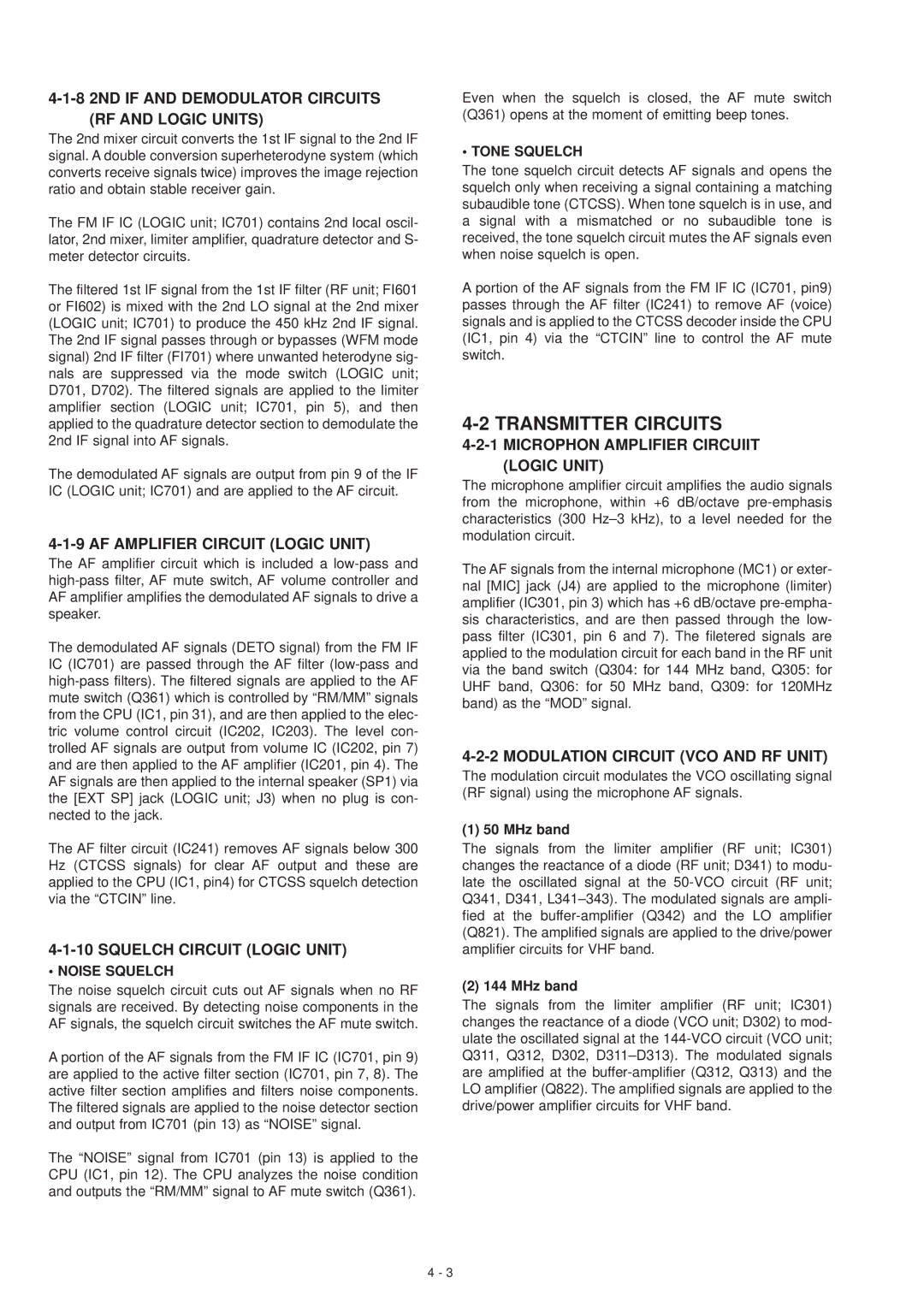 Motorola IC-T81A, IC-T81E service manual Transmitter Circuits 