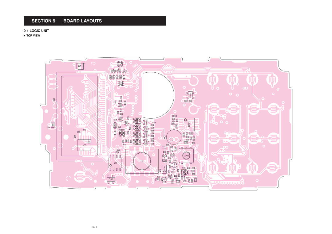 Motorola IC-T81E, IC-T81A service manual Board Layouts, Logic Unit, TOP View 