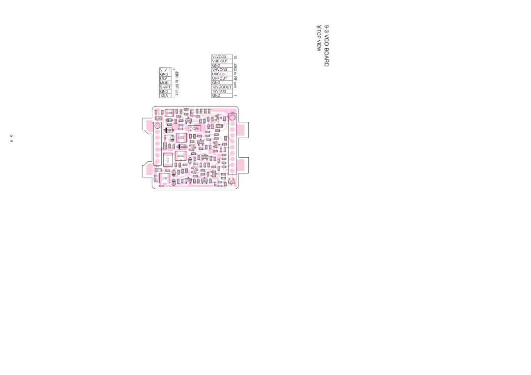 Motorola IC-T81E, IC-T81A VCO Board, J302 to RF unit, OUT 12VCOOUT, VLVCO3 VHF GND VHVCO3 UVCO3 Uhfout GND 12VCO3 GND 