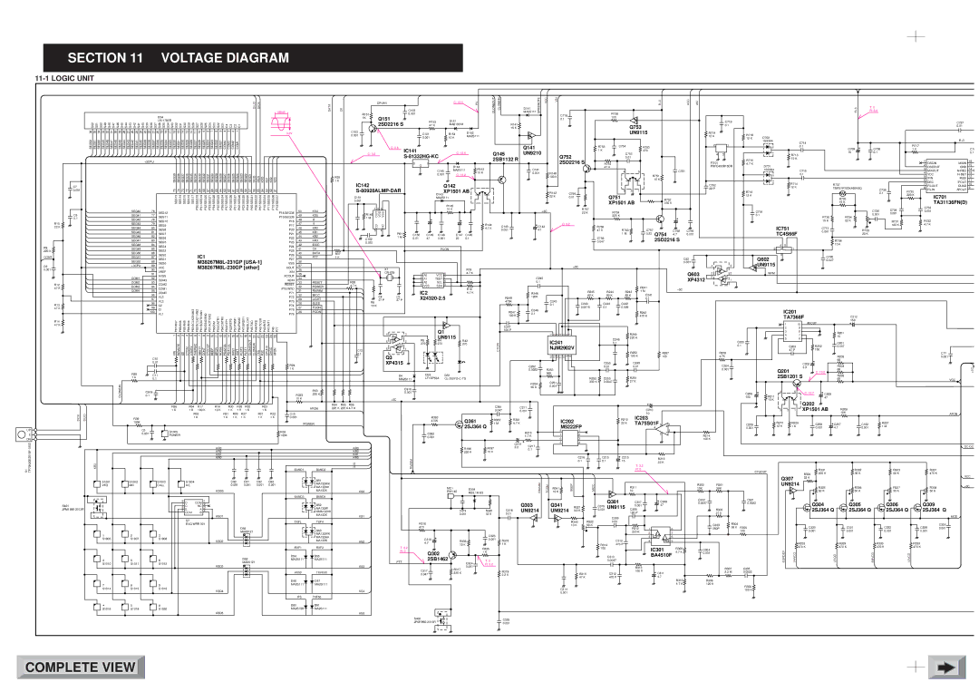 Motorola IC-T81A, IC-T81E service manual Section Voltage Diagram, Logic Unit 