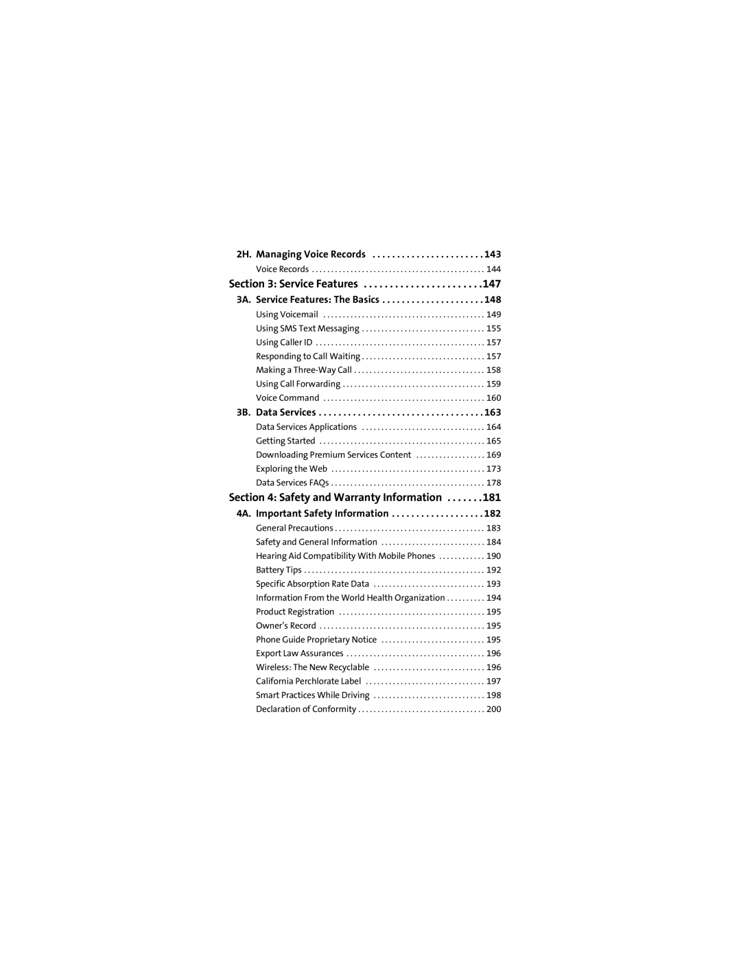 Motorola ic502 manual 2H. Managing Voice Records, 3A. Service Features The Basics, 3B. Data Services 