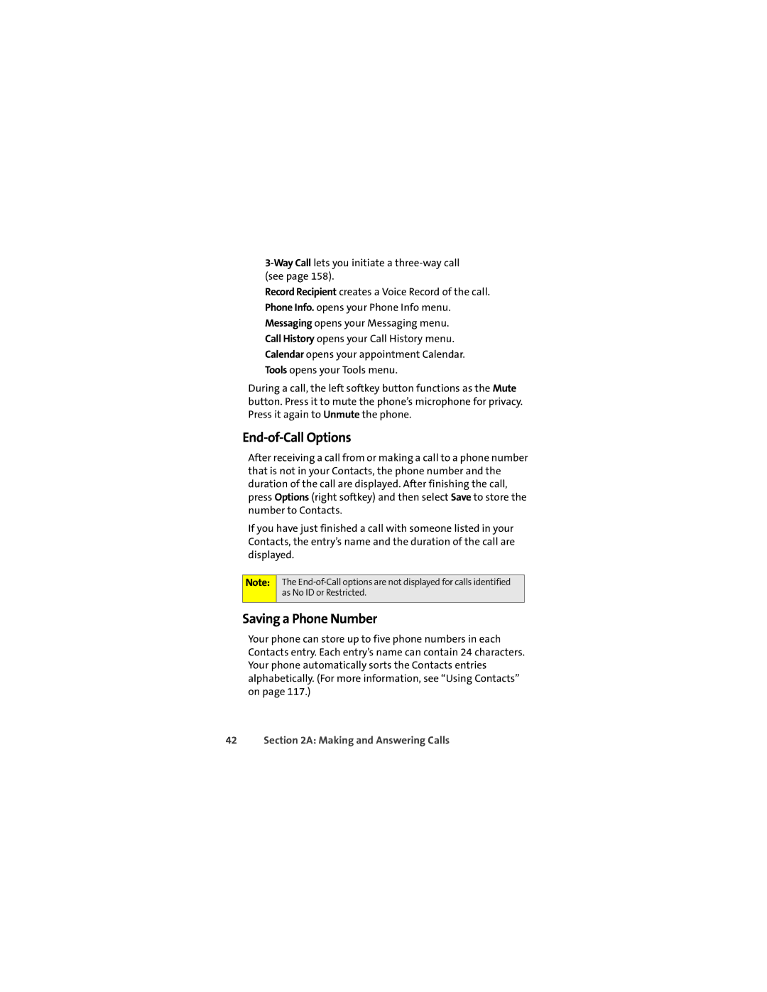 Motorola ic502 manual End-of-Call Options, Saving a Phone Number 