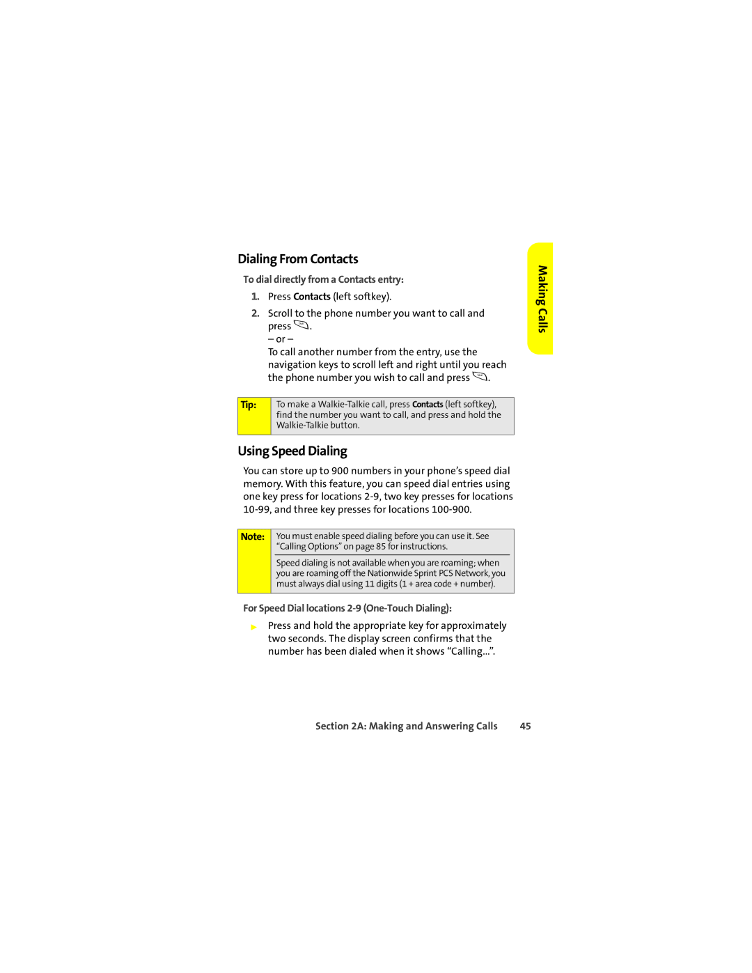 Motorola ic502 manual Dialing From Contacts, Using Speed Dialing, To dial directly from a Contacts entry 