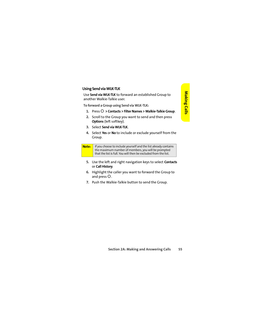 Motorola ic502 manual To forward a Group using Send via WLK-TLK, Select Send via WLK-TLK 