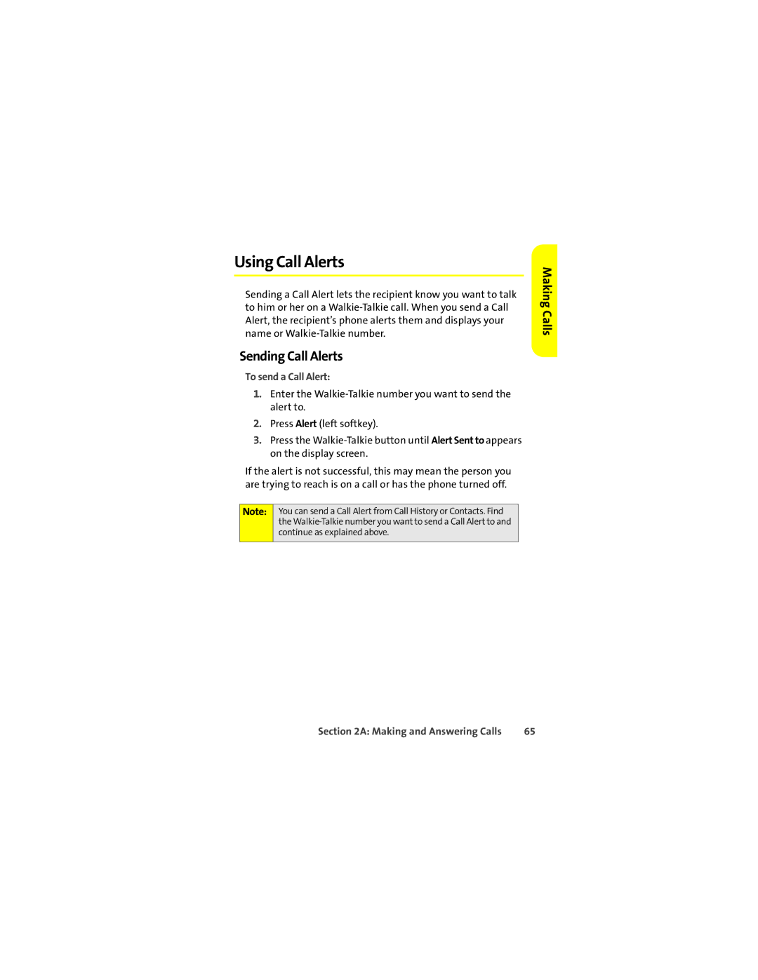 Motorola ic502 manual Using Call Alerts, Sending Call Alerts, To send a Call Alert 