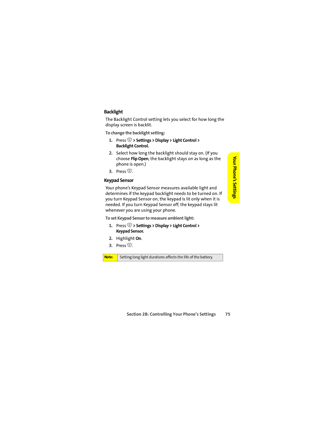 Motorola ic502 manual Backlight, To change the backlight setting, To set Keypad Sensor to measure ambient light 