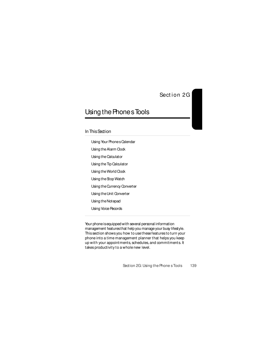 Motorola Ic602 manual Using the Phone’s Tools, 139 