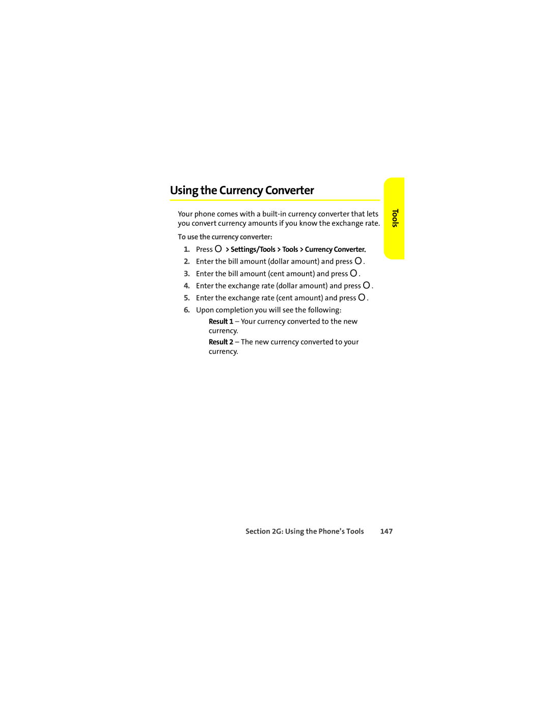 Motorola Ic602 manual Using the Currency Converter, To use the currency converter, 147 