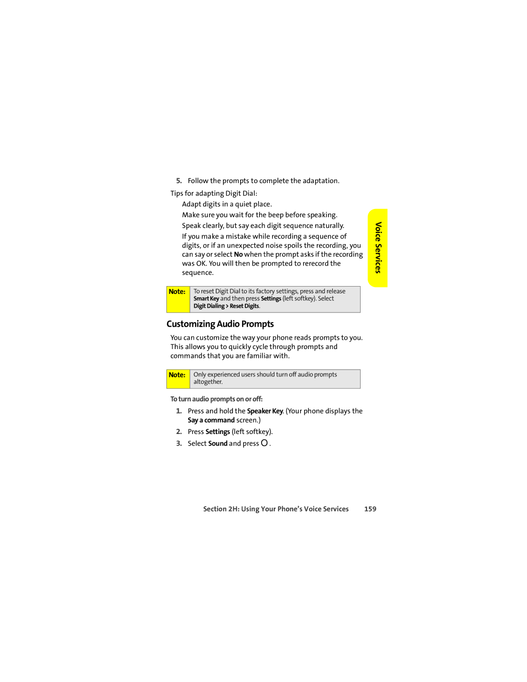 Motorola Ic602 manual Customizing Audio Prompts, To turn audio prompts on or off, 159 