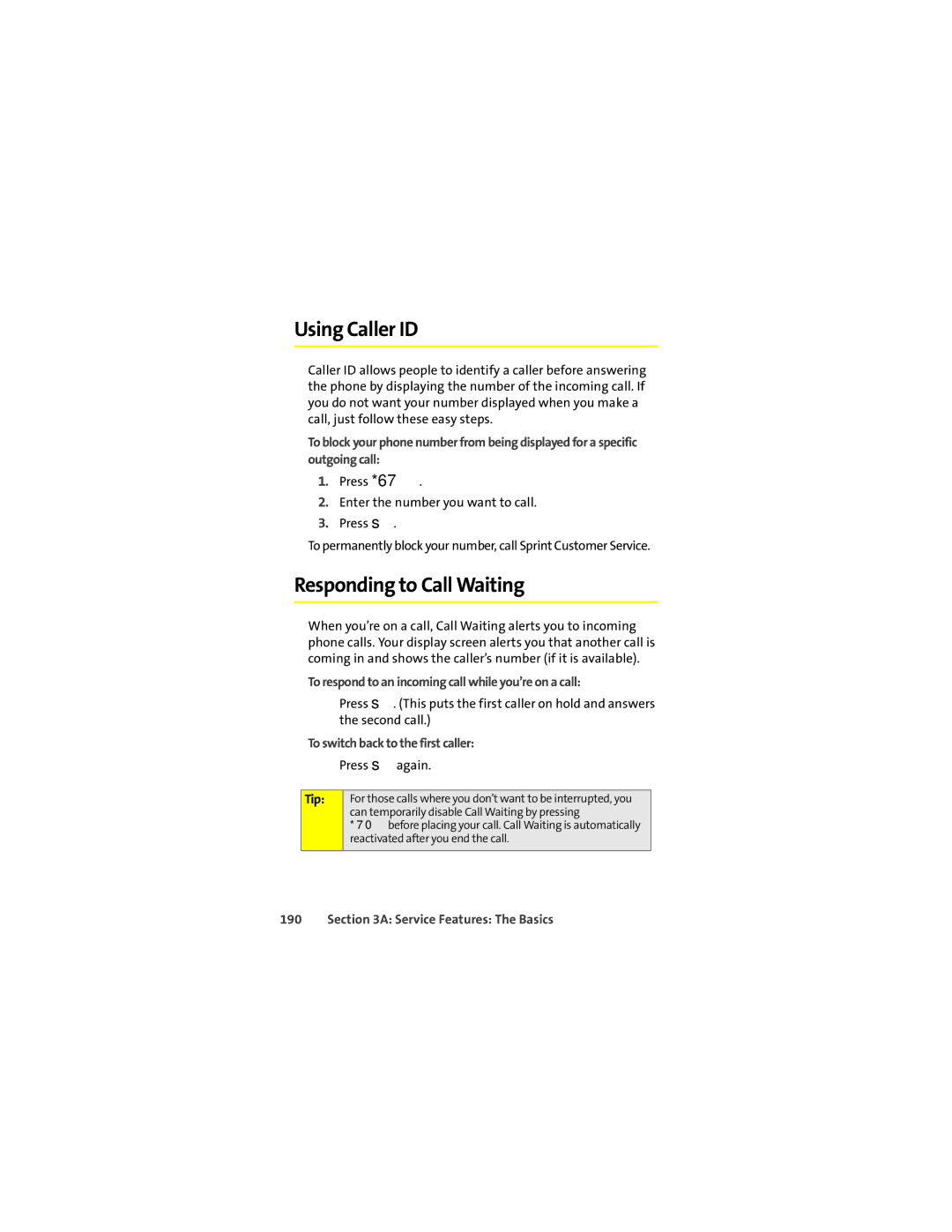 Motorola Ic602 manual Using Caller ID, Responding to Call Waiting, To respond to an incoming call while you’re on a call 