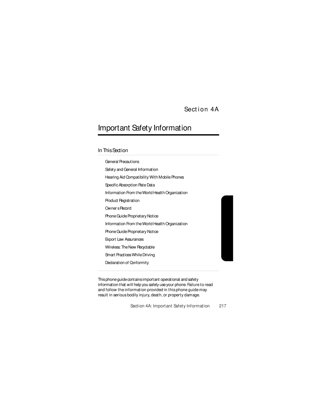 Motorola Ic602 manual Important Safety Information, 217 