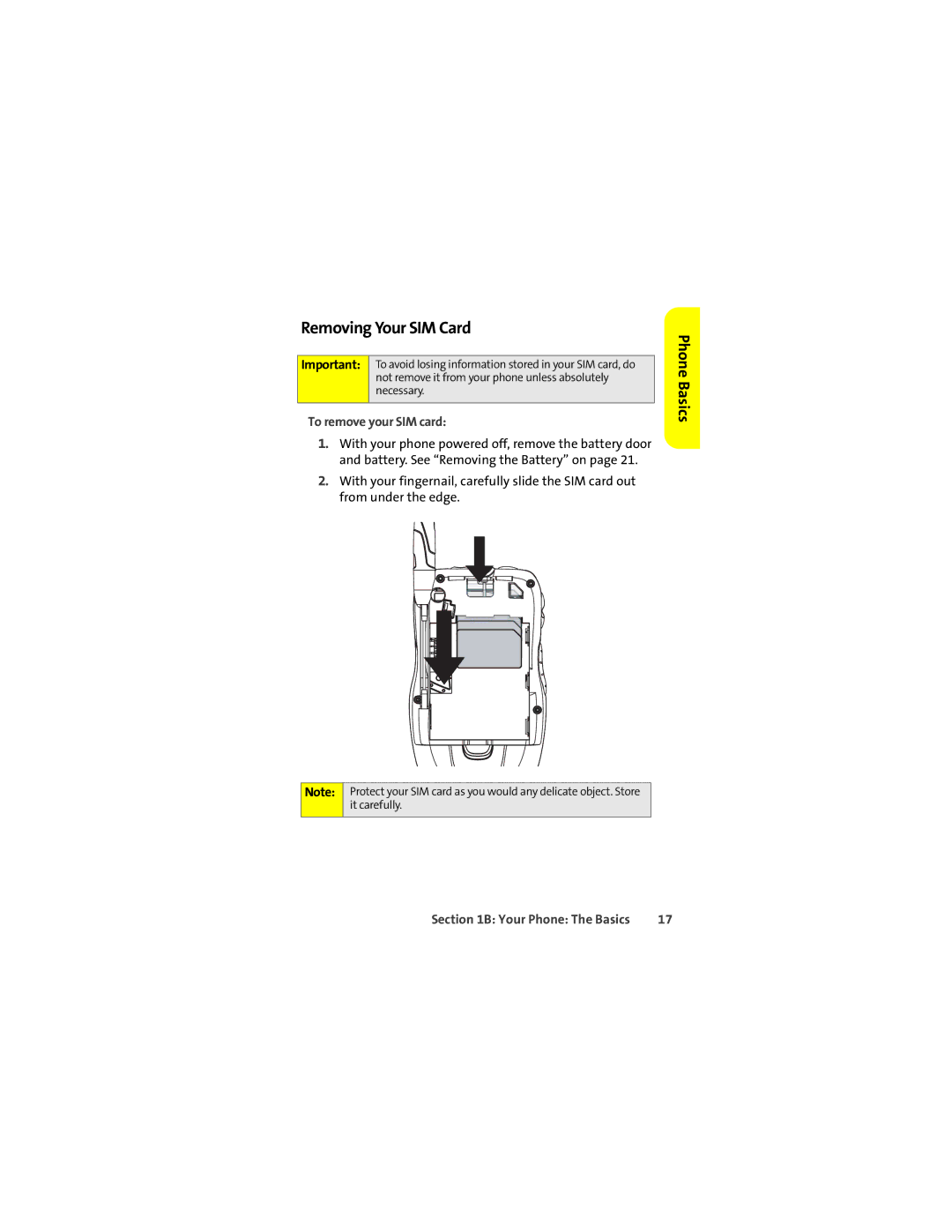 Motorola Ic602 manual Removing Your SIM Card, To remove your SIM card 