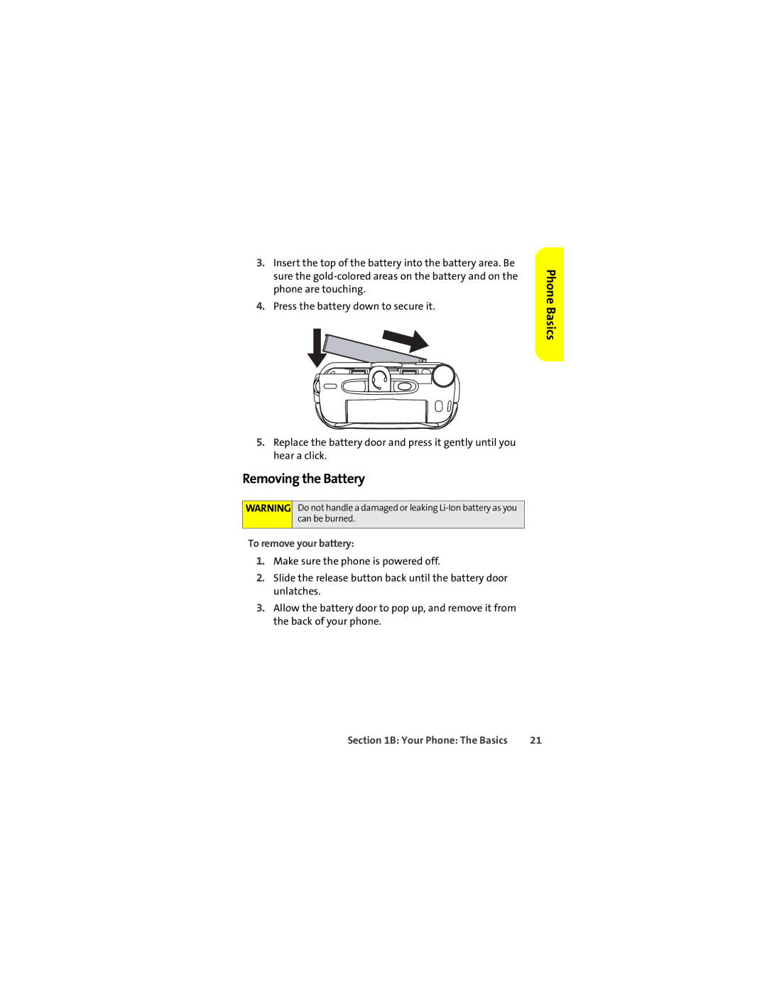 Motorola Ic602 manual Removing the Battery, To remove your battery 