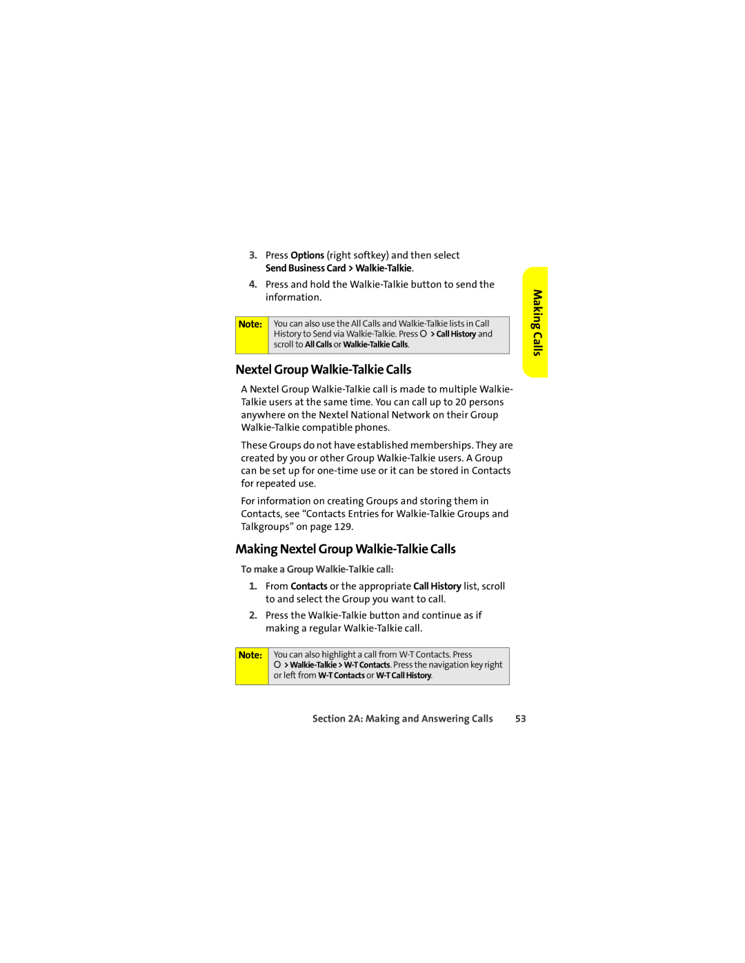 Motorola Ic602 manual Making Nextel Group Walkie-Talkie Calls, To make a Group Walkie-Talkie call 