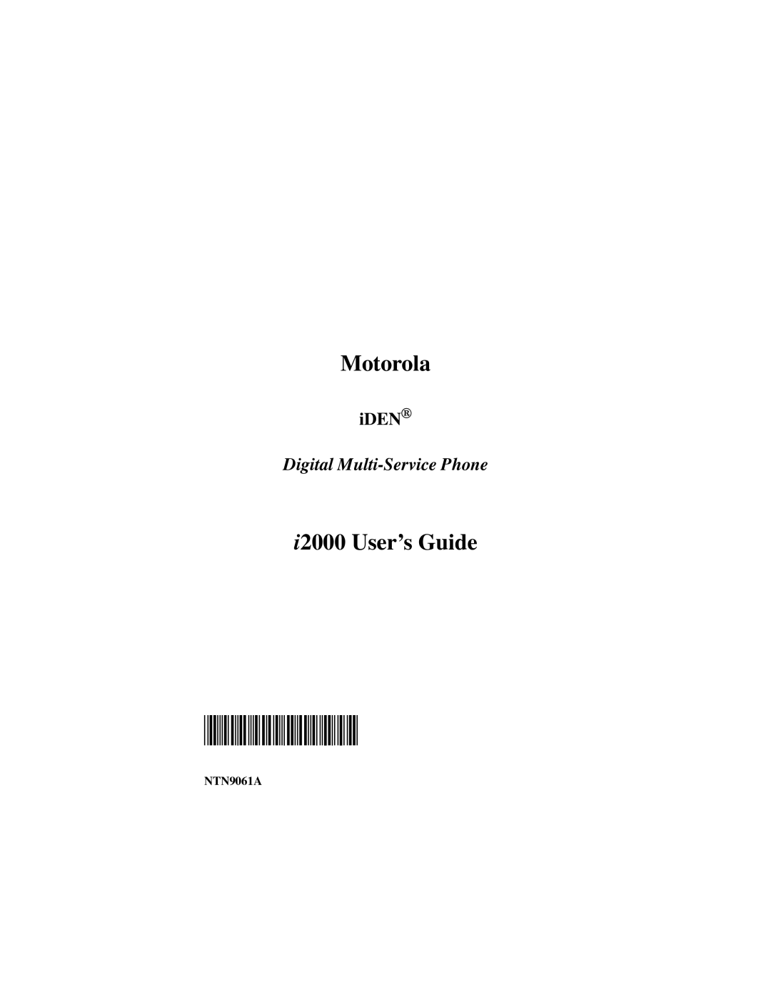 Motorola iDEN manual NTN9061A, Iden¨ 