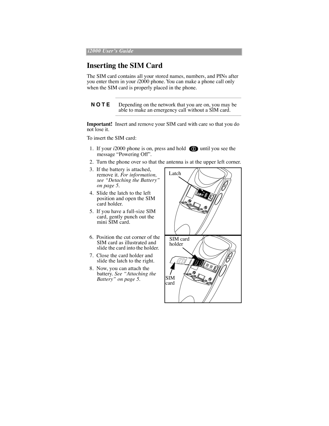 Motorola iDEN manual Inserting the SIM Card 