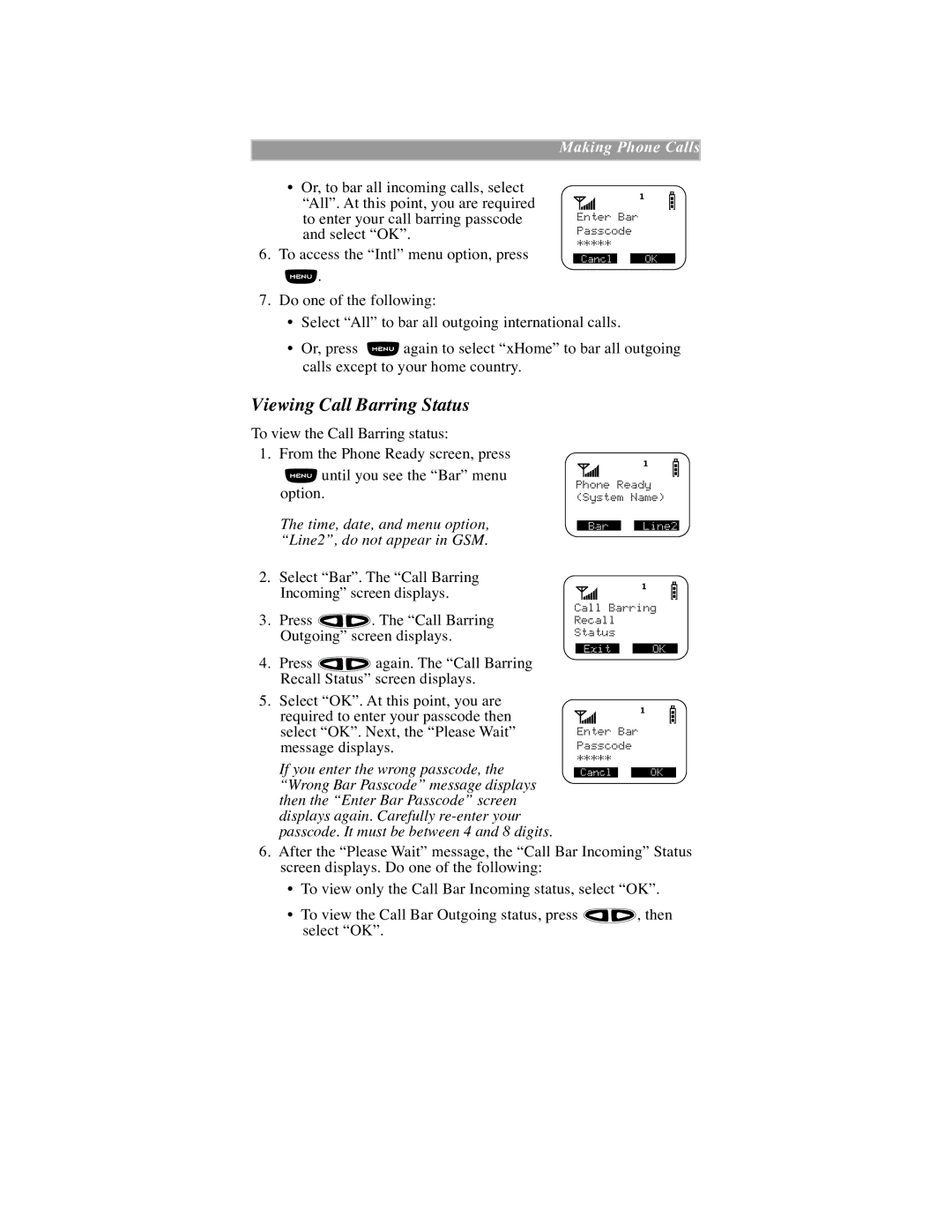 Motorola iDEN manual Viewing Call Barring Status 