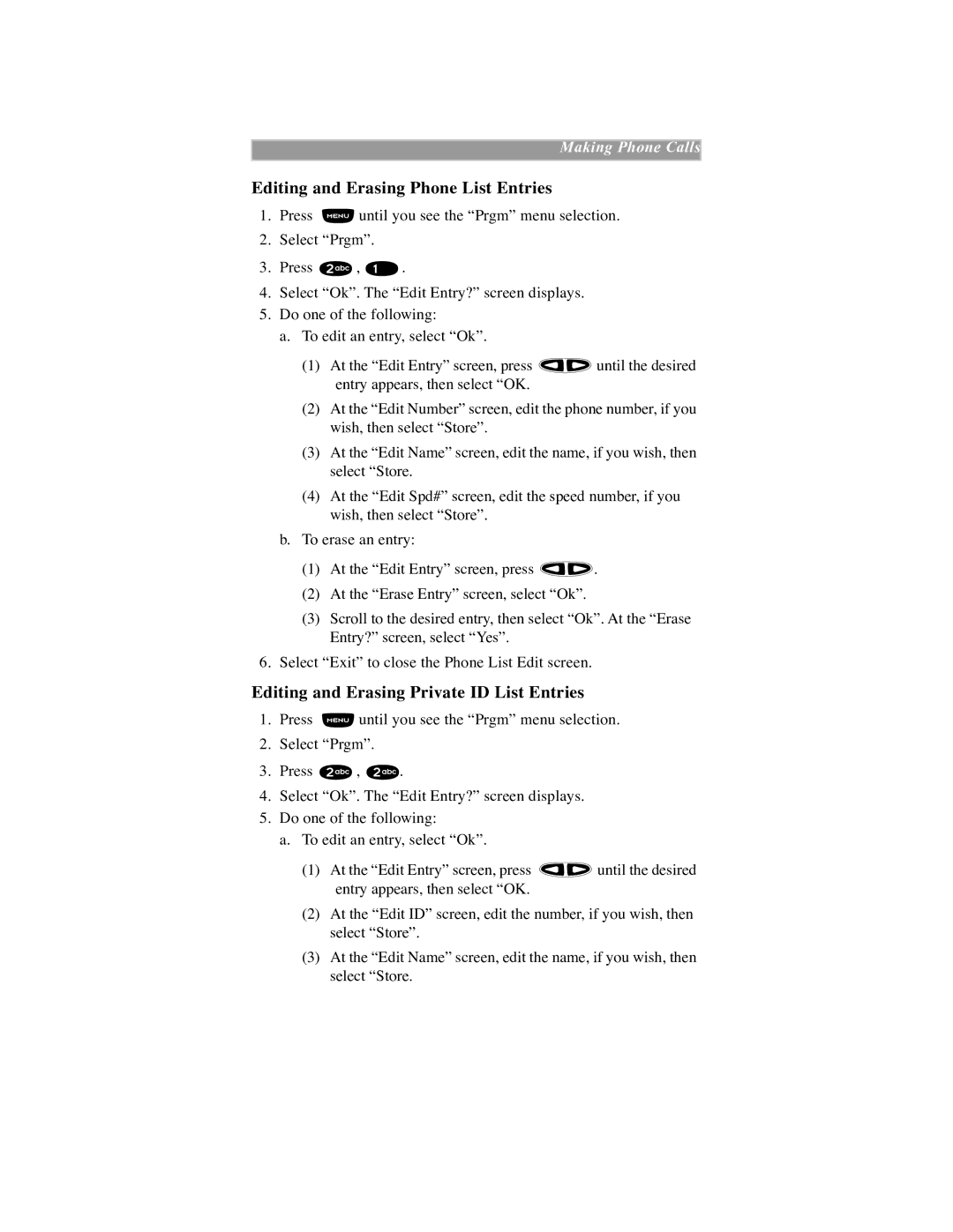 Motorola iDEN manual Editing and Erasing Phone List Entries 