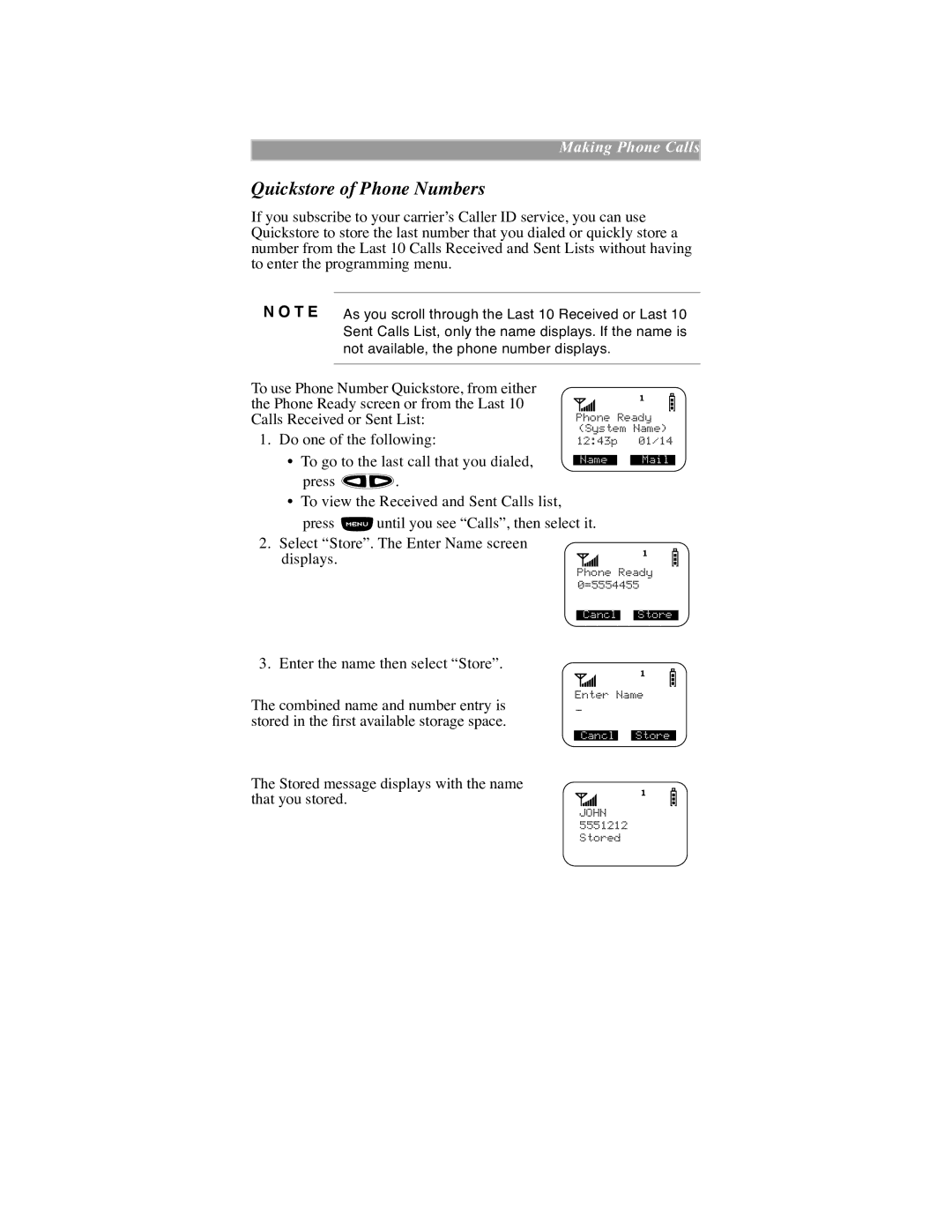 Motorola iDEN manual Quickstore of Phone Numbers 