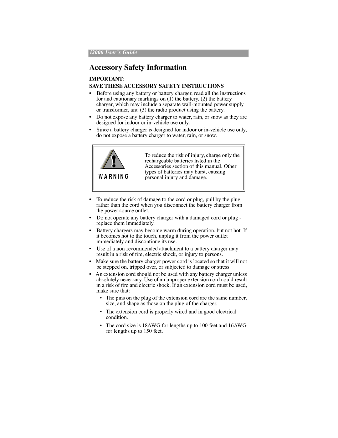 Motorola iDEN manual Accessory Safety Information, Save These Accessory Safety Instructions 