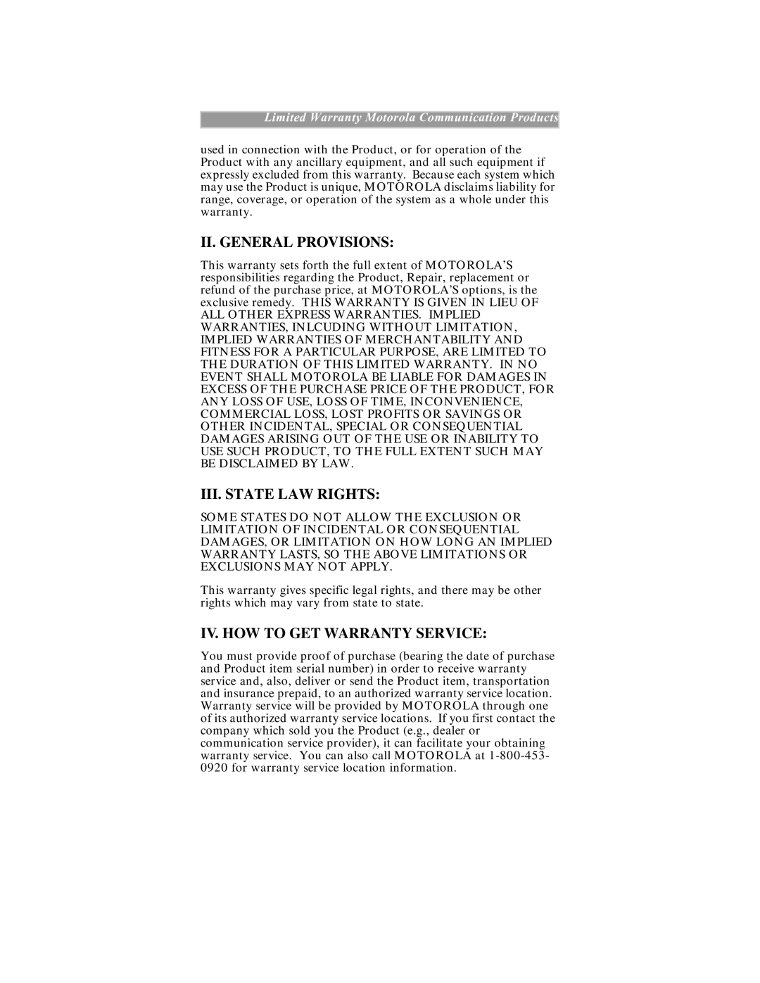 Motorola iDEN manual II. General Provisions 