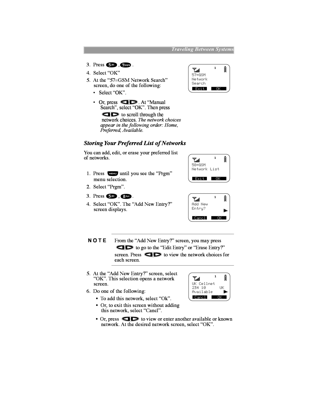 Motorola iDEN manual Storing Your Preferred List of Networks, Traveling Between Systems 