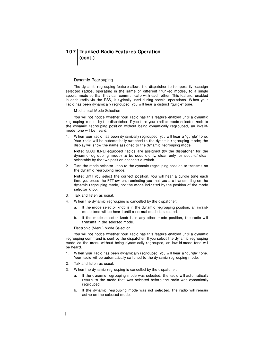 Motorola III operating instructions Dynamic Regrouping 