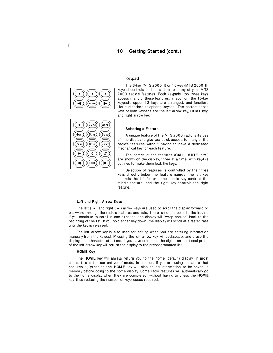 Motorola III operating instructions Keypad 