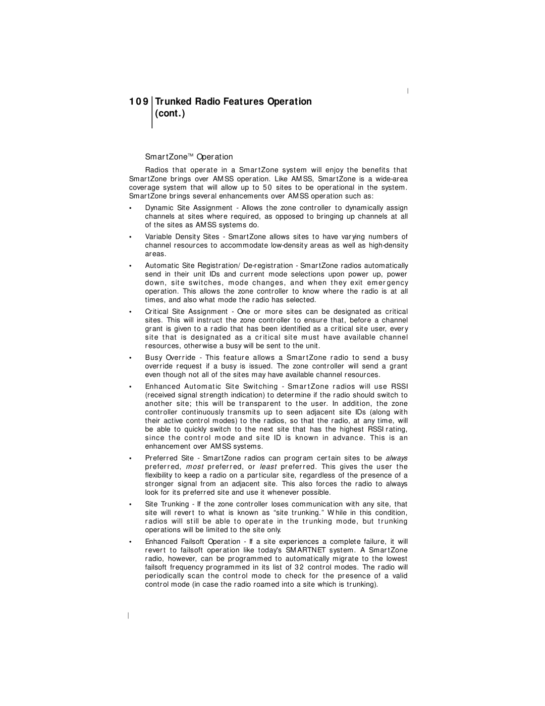 Motorola III operating instructions SmartZoneTM Operation 