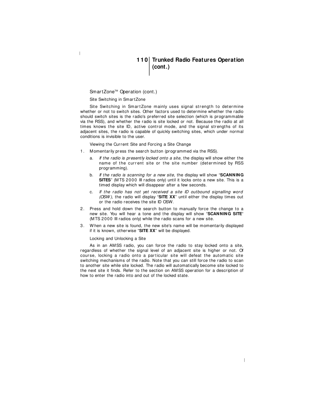 Motorola III operating instructions Trunked Radio Features Operation 