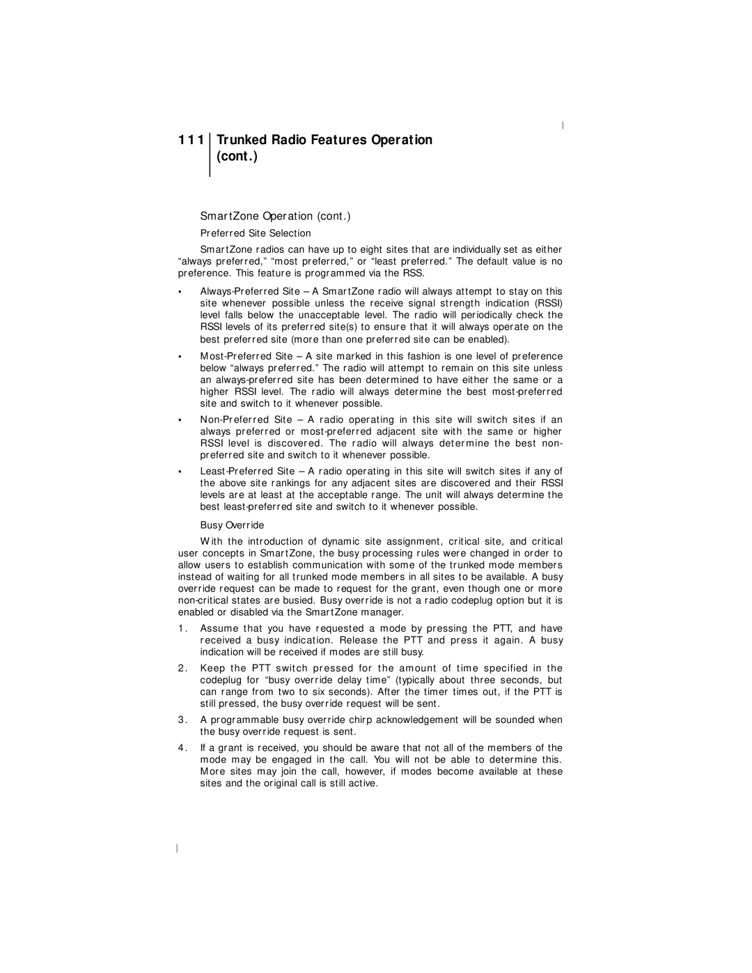 Motorola III operating instructions SmartZone Operation 