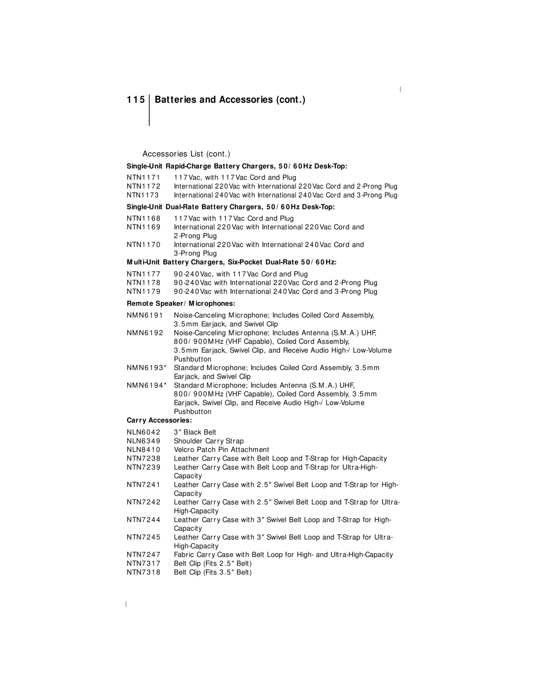 Motorola III operating instructions Batteries and Accessories 