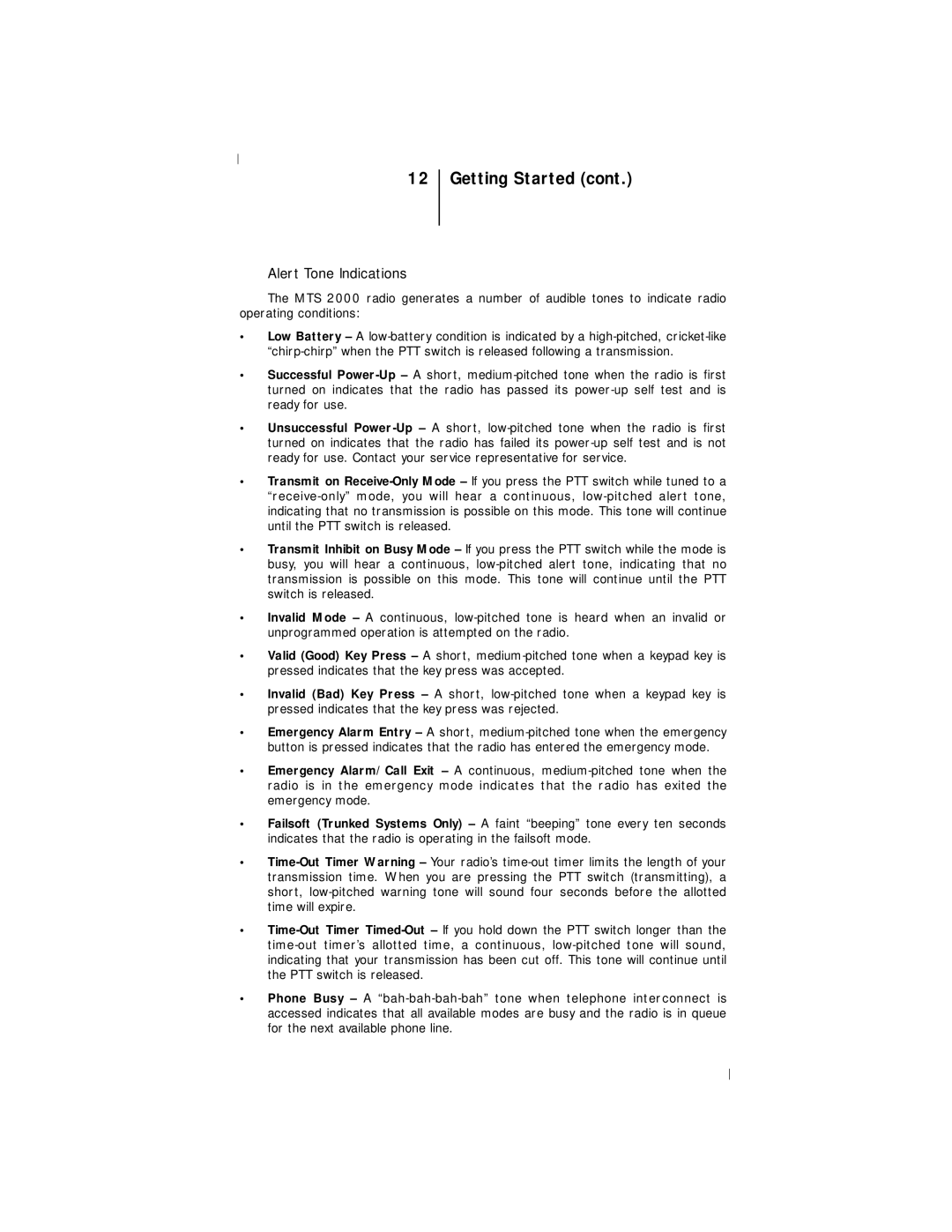 Motorola III operating instructions Alert Tone Indications 