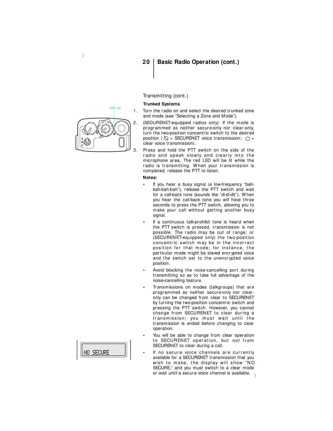 Motorola III operating instructions Basic Radio Operation 