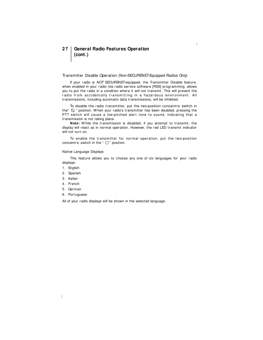 Motorola III operating instructions General Radio Features Operation 