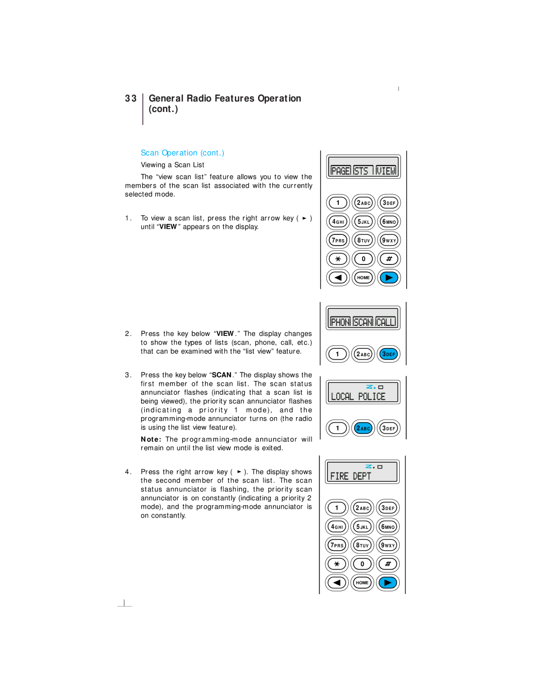 Motorola III operating instructions Scan Operation 