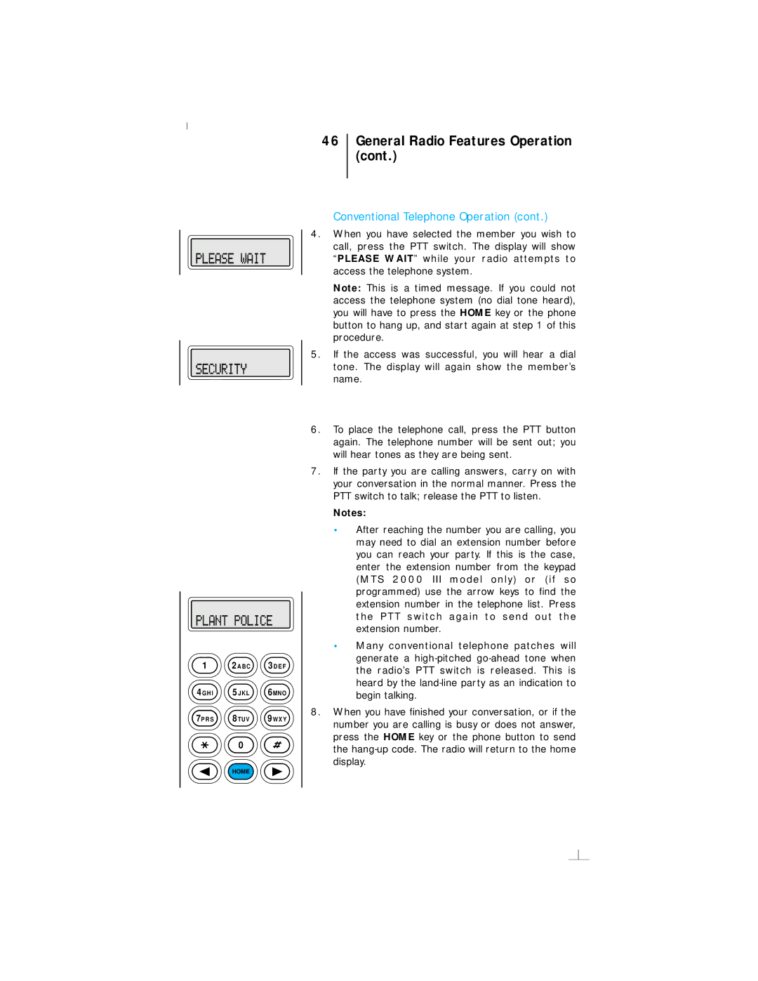 Motorola III operating instructions General Radio Features Operation 