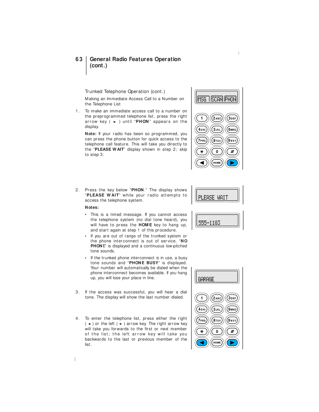 Motorola III operating instructions Trunked Telephone Operation 