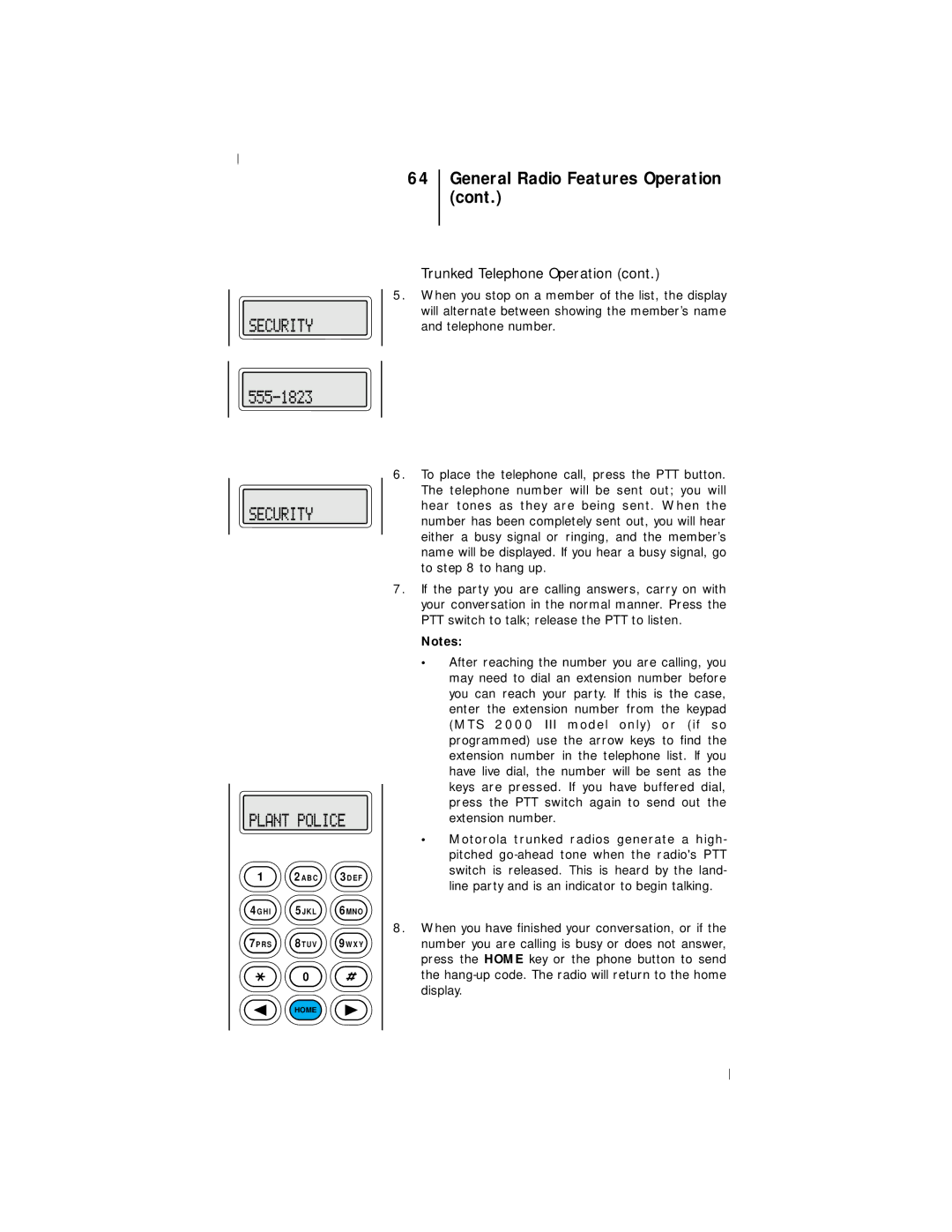 Motorola III operating instructions General Radio Features Operation 