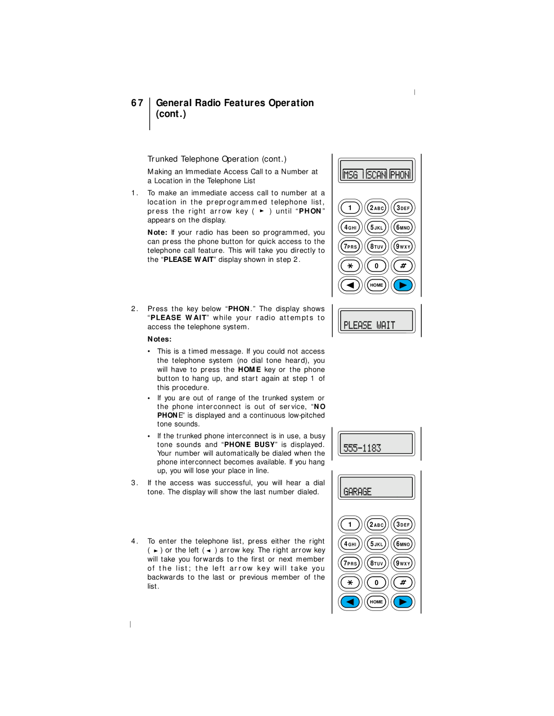 Motorola III operating instructions General Radio Features Operation 